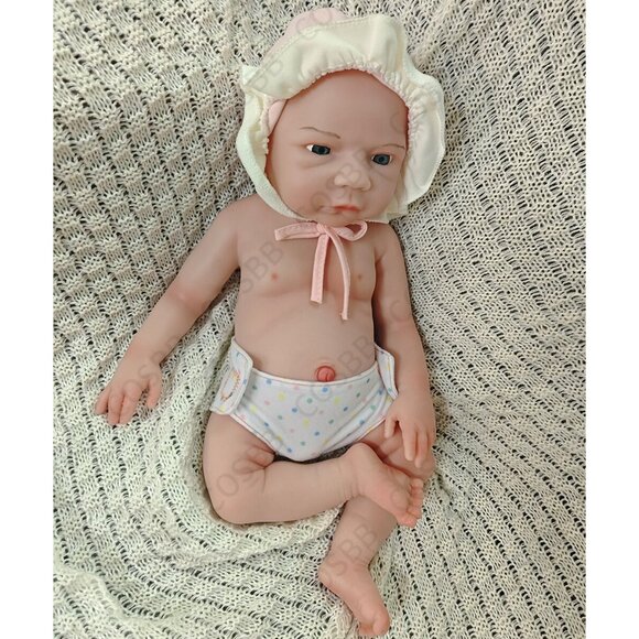 45cm Can Drink Water &Pee Newborn Girl Doll Full Body Silicone Reborn Baby Dolls - Picture 7 of 8